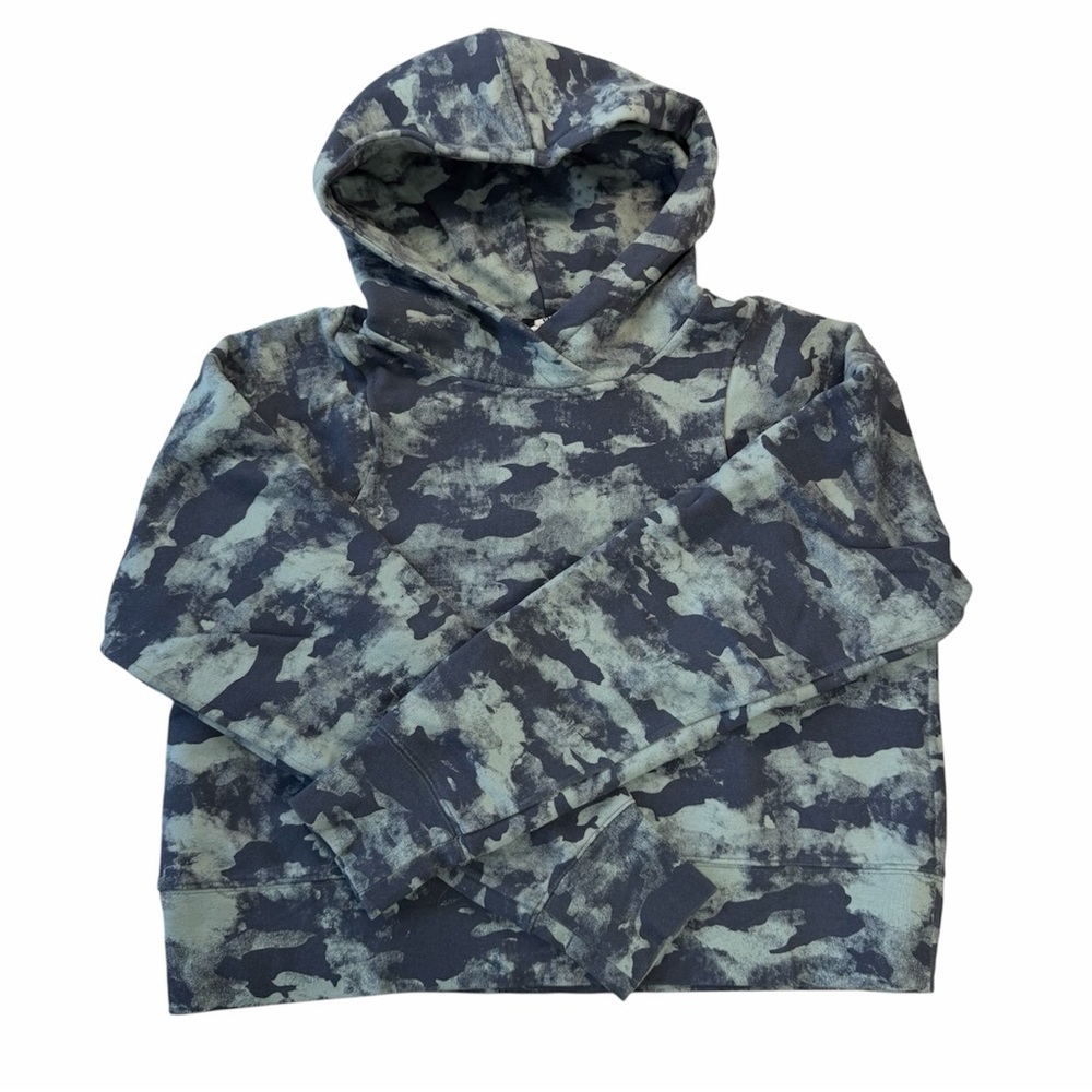 ✅ lululemon athletica Loungeful Cropped Scuba Hoodie Heritage Camo Wash Blue 8